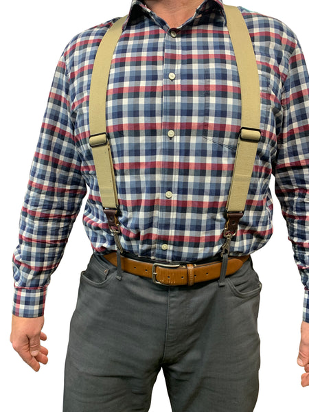 Civilian "Y" Suspender with spring snap belt loop Attatchment