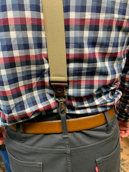 Civilian "Y" Suspender with spring snap belt loop Attatchment