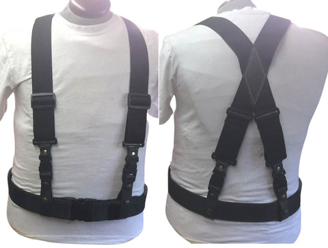 Duty Suspenders--"X" STYLE-FULL ELASTIC -1.5" or 2" Straps--Scroll to bottom of page for fitting info